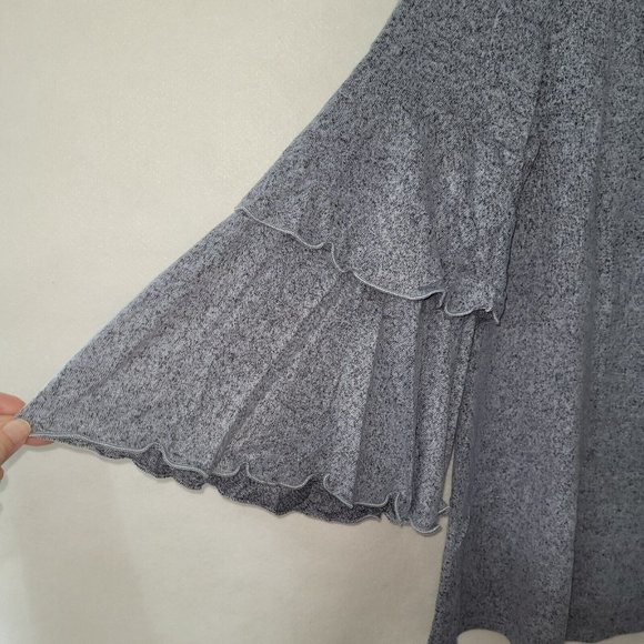 143‎ Story Line Up Sweater Womens S Tiered Bell 3/4 Sleeve Blue Heathered - Picture 2 of 10